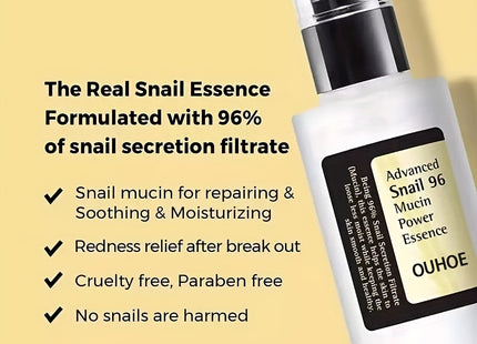 Snail Mucin Power Essence Moisturiser, 100ml Snail Mucin Essence Repairing Hyaluronic Acid Essence, Hydrating Serum For Face With Snail Secretion Filtrate For Dark Spots And Fine Lines