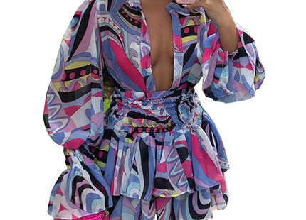 V-neck Printing Temperament Short Dresses For Women