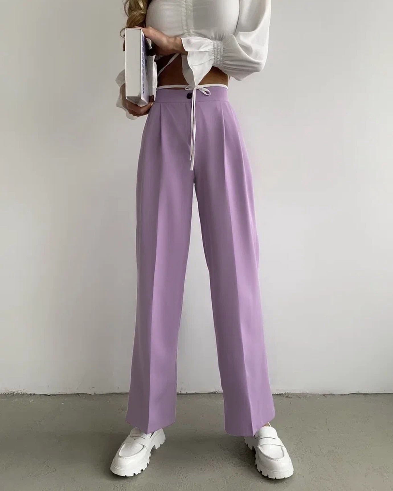 TrendChic - High-Waist Wide Leg Trousers