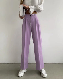 TrendChic - High-Waist Wide Leg Trousers