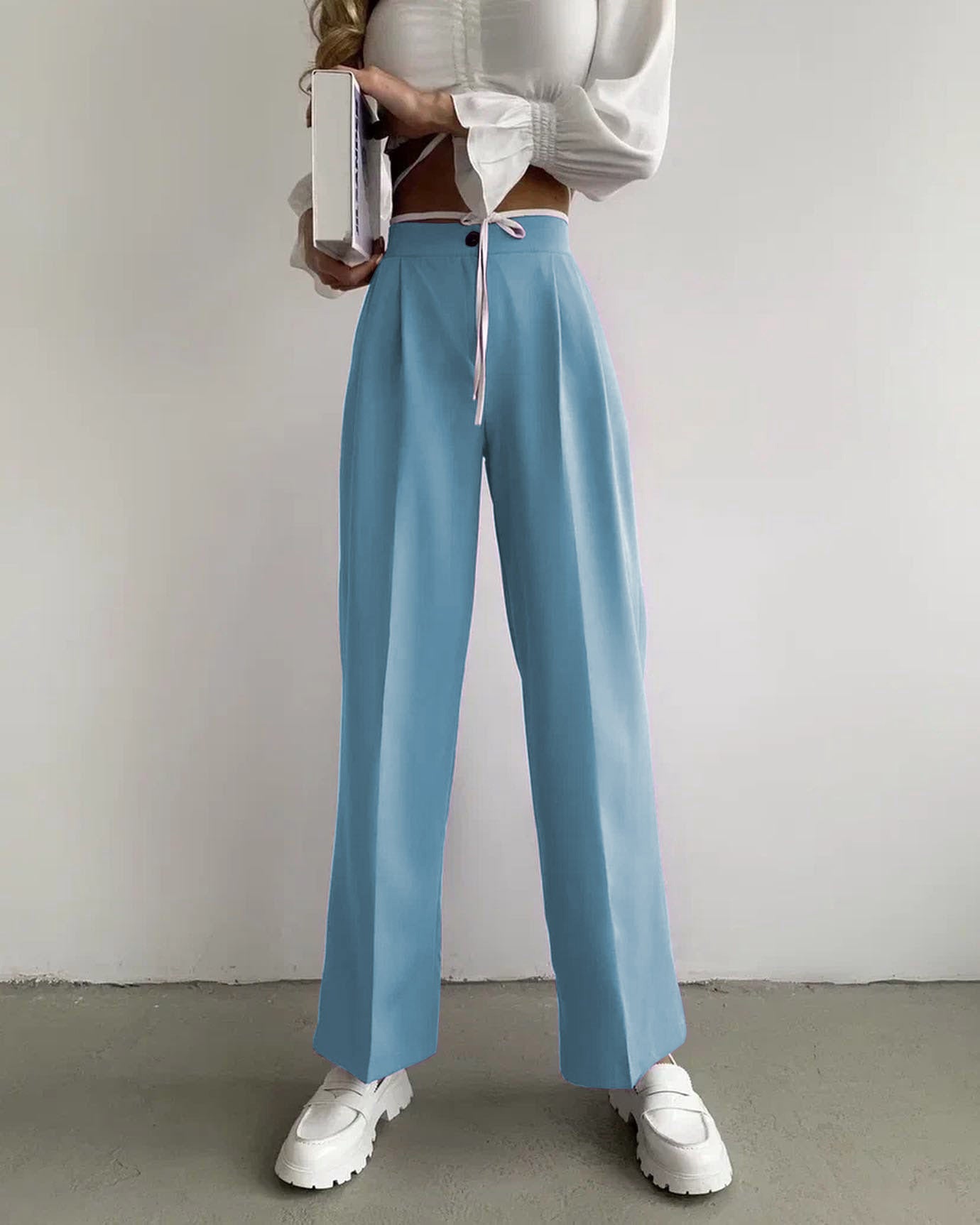 TrendChic - High-Waist Wide Leg Trousers