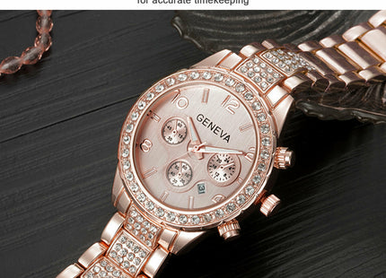 Waterproof Women Luxury Classic Stainless Steel Crystal Quartz Round Wrist Watch