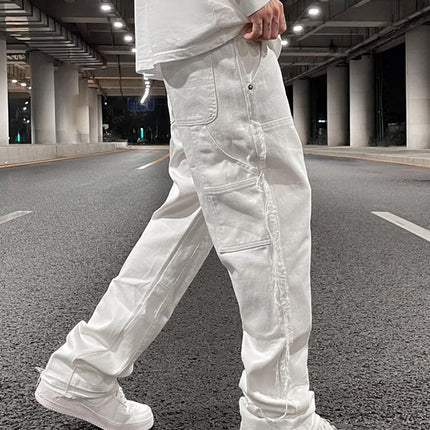 High Street Straight Leg Skinny Jeans Men Black And White