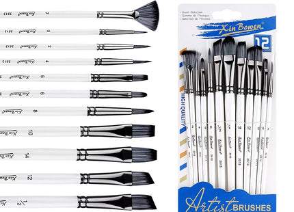 Full Set Nylon Hair Brush Watercolor Acrylic Painting Brush 12 PCs Suit Art Supplies