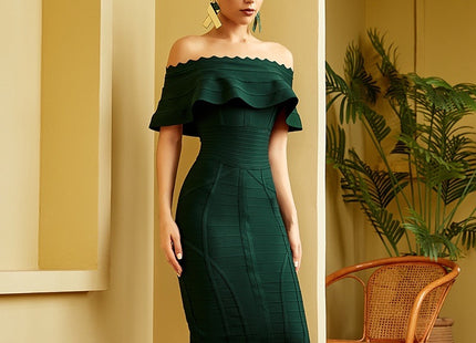 Women Green Off Shoulder Bandage Dress Party Dresses