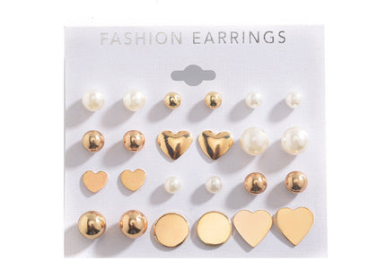 Simple Love Pearl Earrings Set Fashion Creative