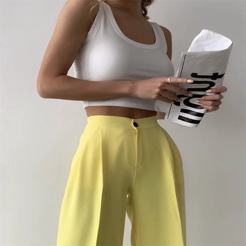 TrendChic - High-Waist Wide Leg Trousers