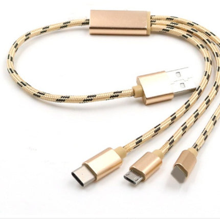 Three-in-one Data Cable USB Cable Short TYPE-C Mobile Phone Universal Three-in-one Charge Cable