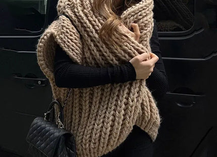 Hooded Thick Pattern Loose Knitted Cardigan Woven Design Sweater