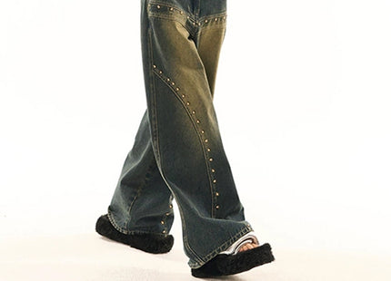 Washed-out Vintage Blue Washed Low Waist Jeans For Women