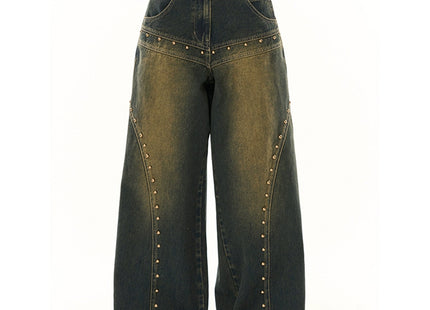 Washed-out Vintage Blue Washed Low Waist Jeans For Women