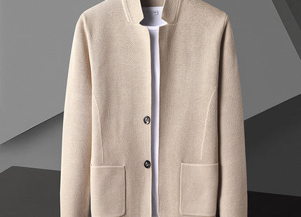 Pocket Stand Collar Cardigan Sweater Men