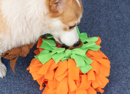 Pumpkin Snuffle Ball With Braid ,Fleece Interactive Toy, Small To Medium Dogs, Handmade Puzzle Gift, Soft Ball Treat Hider