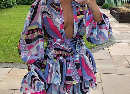 V-neck Printing Temperament Short Dresses For Women