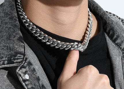 Stainless Steel Buckle Cuban Chain Necklace