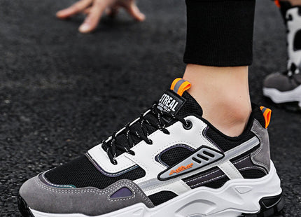 Black White Lace-up Sneakers Men Outdoor Breathable Csual Mesh Shoes Lightweight Running Sports Shoes