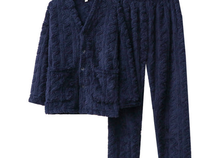 Men And Women Couple Thick Pajamas Cardigan Plus Velvet Warm Coral