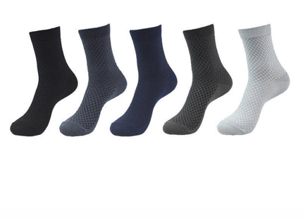 5 Pairs Bamboo Fiber Socks Men's Mid-calf Breathable Socks Business Men's Socks Solid Color