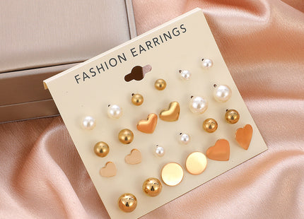 Simple Love Pearl Earrings Set Fashion Creative