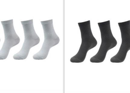 5 Pairs Bamboo Fiber Socks Men's Mid-calf Breathable Socks Business Men's Socks Solid Color