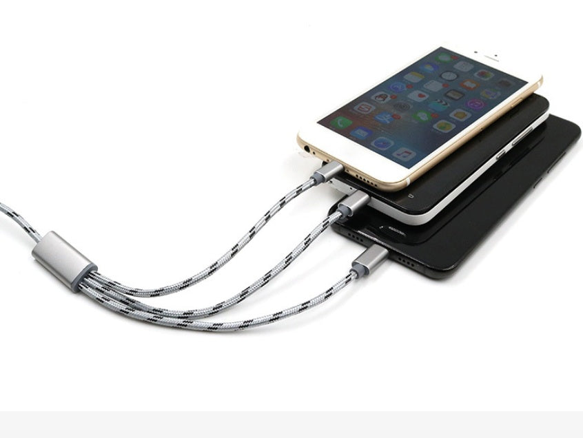 Three-in-one Data Cable USB Cable Short TYPE-C Mobile Phone Universal Three-in-one Charge Cable