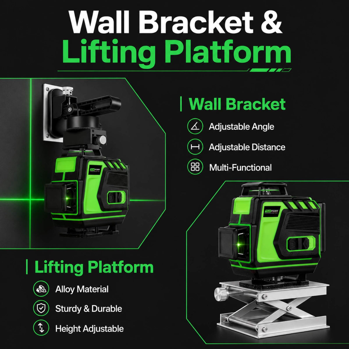 L1 Self-Leveling Green Laser Level 515nm Kit for Stage Setup