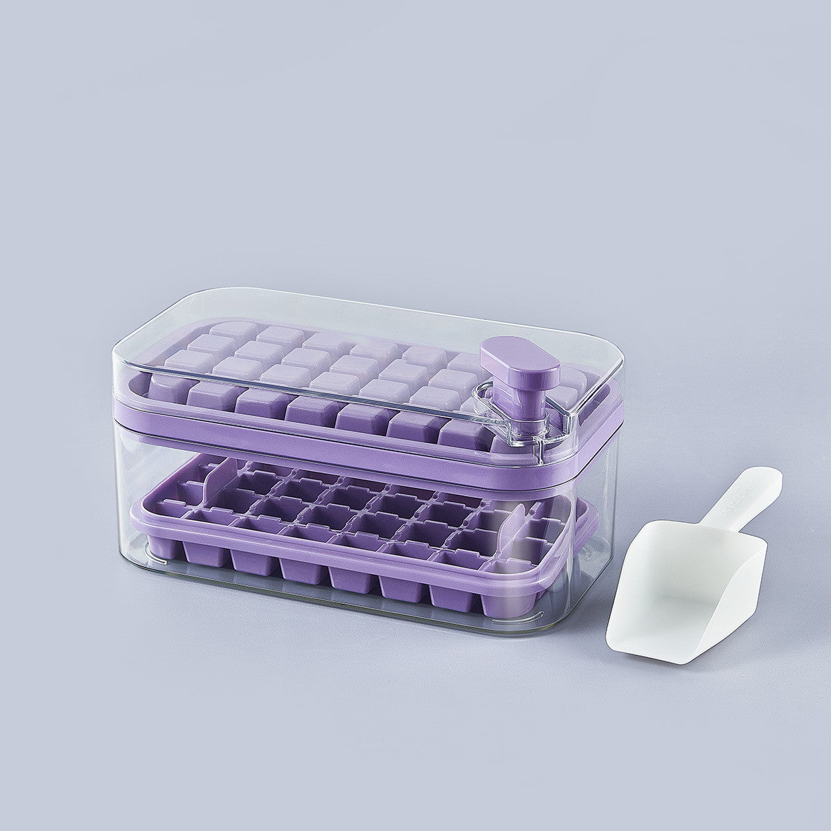 One-button Press Type - Ice Cube Maker Ice Tray Mold With Storage Box With Lid