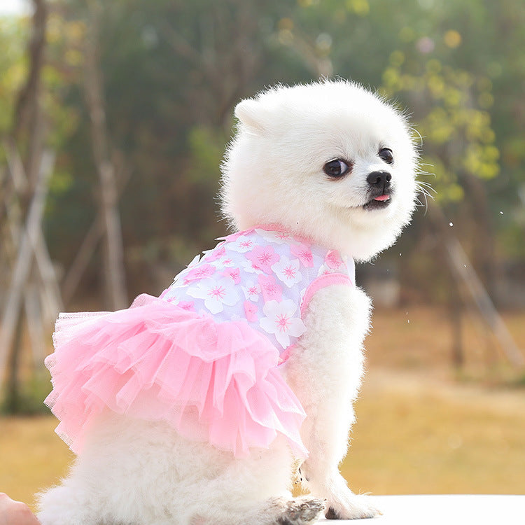 Falda para Perro, Suministros para Mascotas, Falda de Flor de Durazno de Algodón