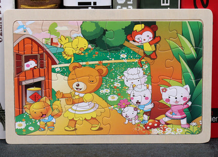 80PCS wooden educational toys educational development baby kids training toys children animal puzzle