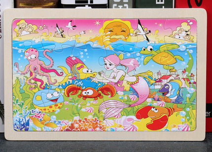 80PCS wooden educational toys educational development baby kids training toys children animal puzzle