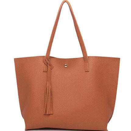 Tassel Handbags Woman PU Leather Large Capacity Female Shoulder Bags Solid Color Practical Women corssbody Bag