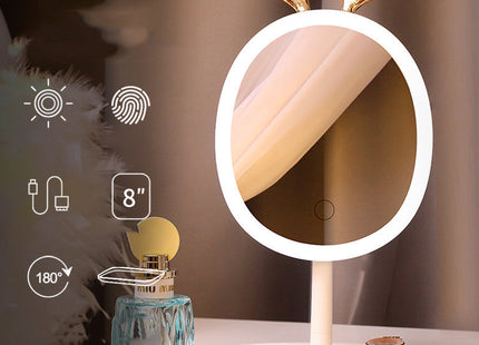 LED Smart Makeup Mirror Antler Design with Wireless Charging