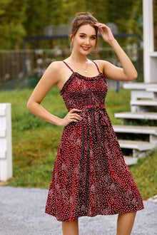 Women's Polka Dot Print Wrap Halter Dress