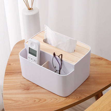 Bamboo wood tissue box