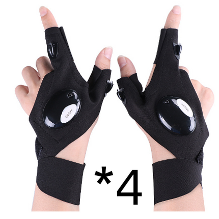 LED Outdoor Flashlight Fishing Half Finger Gloves Sports Lighting Fishing Gloves Lighted Gloves