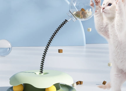 Cat Leakage Food 2 In 1 Toys Turntable Ball Toys Kitten Funny Cat Training Spring Ball Cat Supplies Pet Products
