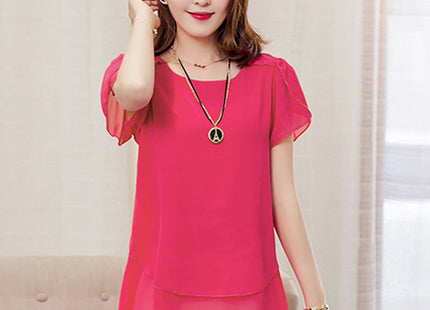 New Summer Women Blouse Loose Shirt O-Neck Chiffon Blouse Female Short Sleeve Blouse Plus Size 5XL Shirts Tops