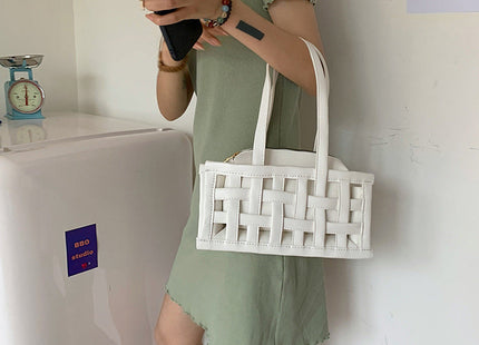 Waffle PU Leather Shoulder Bags for Women Small Armpit Bag Female Candy Color Summer Handbag Lady Travel Bag