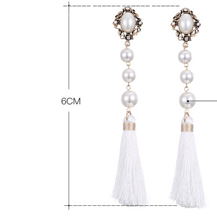 Fashion Pearls European And American Tassel Earrings