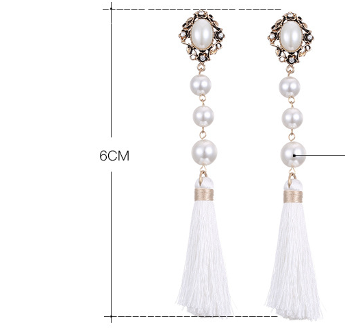Fashion Pearls European And American Tassel Earrings