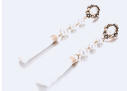 Fashion Pearls European And American Tassel Earrings