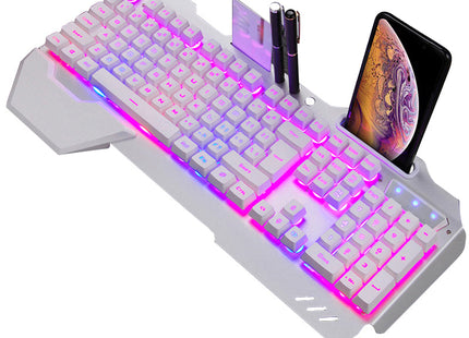 ErgonomicWired Gaming Keyboard with RGB Backlight Phone Holder