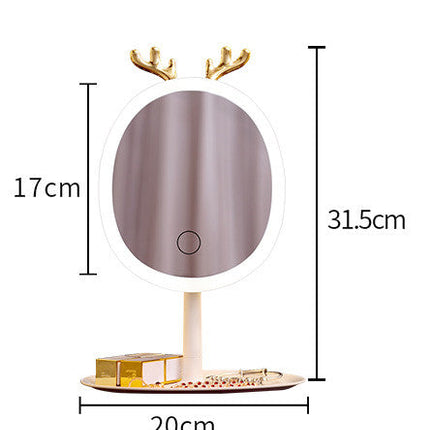 LED Smart Makeup Mirror Antler Design with Wireless Charging
