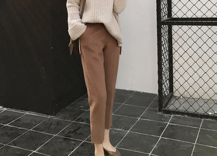 Casual Woolen Straight-leg Cropped Suit Trousers