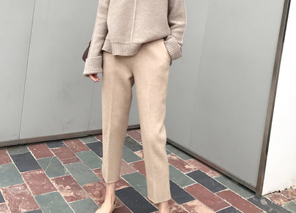 Casual Woolen Straight-leg Cropped Suit Trousers