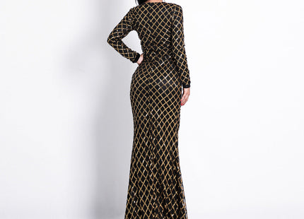 Round Neck Dress Elegant Evening Sequin Dress