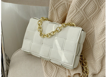 Small Weave New Good Quality Fashion PU Leather Shoulder Crossbody Bag Female Handbags Weave Chains Shoulder Bags Female Purse