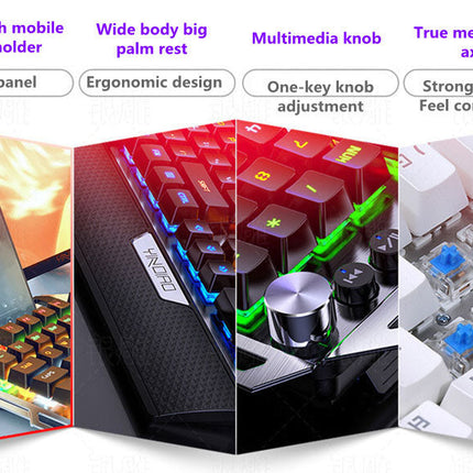 Silver Carving K100 Metal Real Mechanical Keyboard Luminous Game Black Axis Wired USB