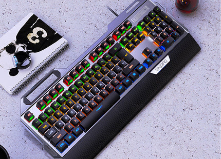 Silver Carving K100 Metal Real Mechanical Keyboard Luminous Game Black Axis Wired USB