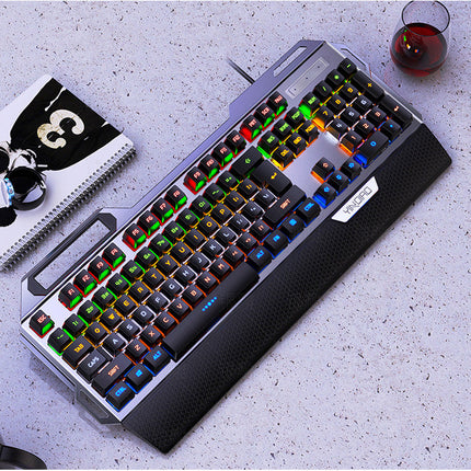 Silver Carving K100 Metal Real Mechanical Keyboard Luminous Game Black Axis Wired USB